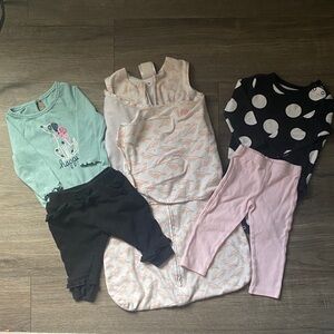 Baby Girl 3-6MClothing Set with Halo Sleep Sack Swaddle